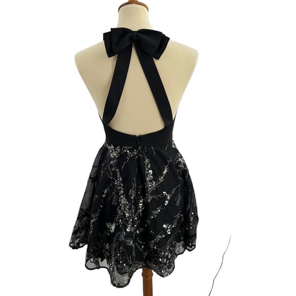 Dress The Population Sequined Open Back Dress Small New - Picture 5 of 8